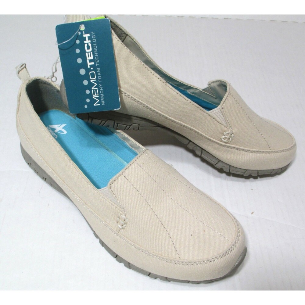 NWT Athletech Women Tan Canvas Loafers Size 7